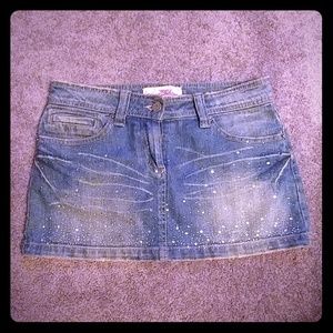 Bling Bling Blue Jean Mini Skirt Size S